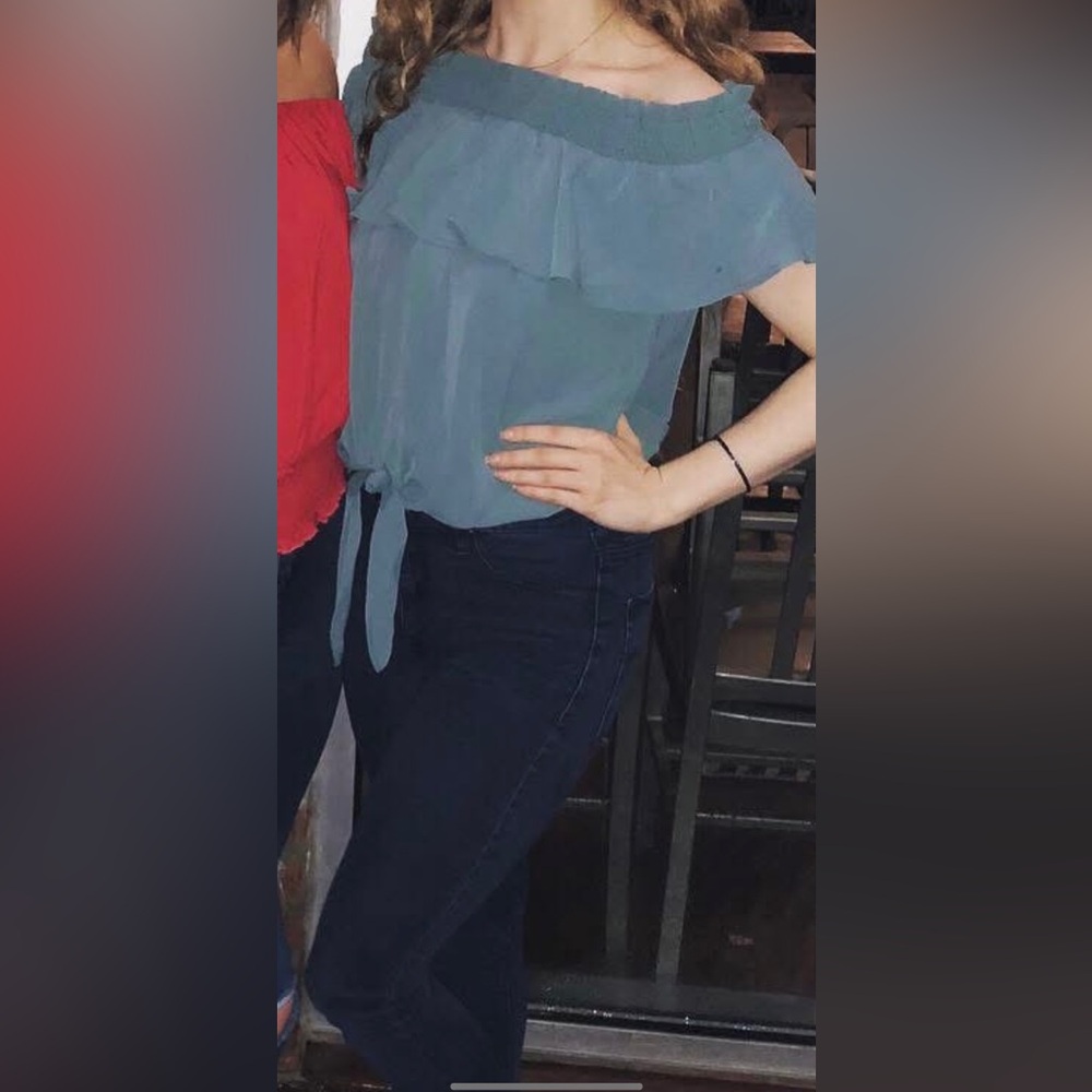 Women's Off-Shoulder Ruffle Top - Blue